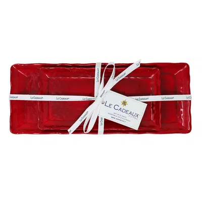 The Company Store Garnet Melamine Biscuit & Baguette Tray Set In Red