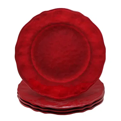 The Company Store Garnet Melamine Dinner Plates, Set Of 4 In Red