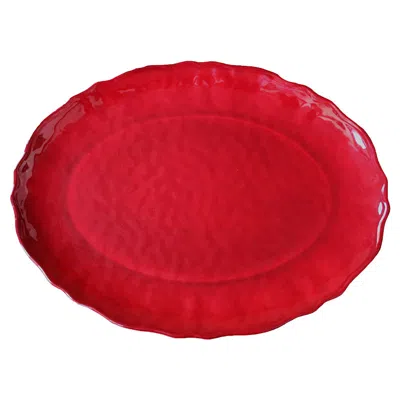 The Company Store Garnet Melamine Oval Serving Platter In Red