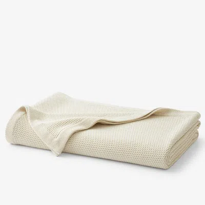 The Company Store Garter Stitch Blanket In Beige/ivory