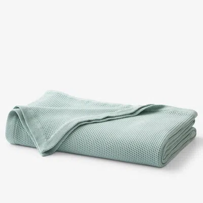 The Company Store Garter Stitch Blanket In Blue/teal/turquoise