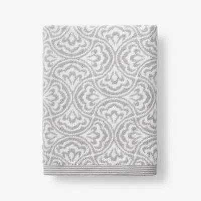 The Company Store Ginkgo And Wildflower Jacquard Bath Towel In Gray
