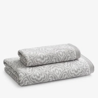 The Company Store Ginkgo And Wildflower Jacquard Hand Towel In Gray