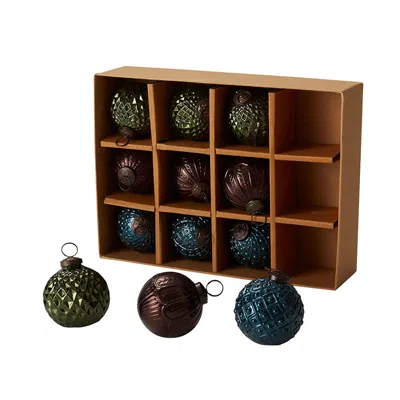 The Company Store Glass Box Ornaments, Set Of 12 In Angelica