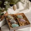 The Company Store Glimmer Pinecone Ornaments, Set Of 6, Glass |  In Multi