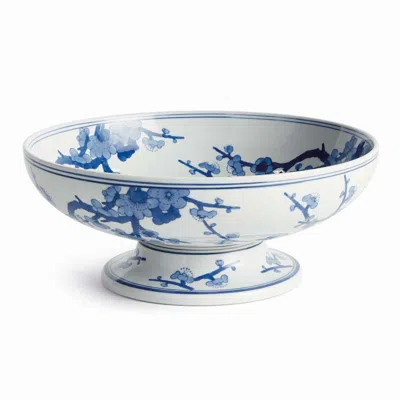 The Company Store Handpainted Chinoiserie Footed Decor Bowl In Blue