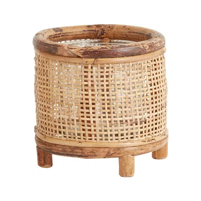The Company Store Handwoven Rattan Candle Holder In Brown