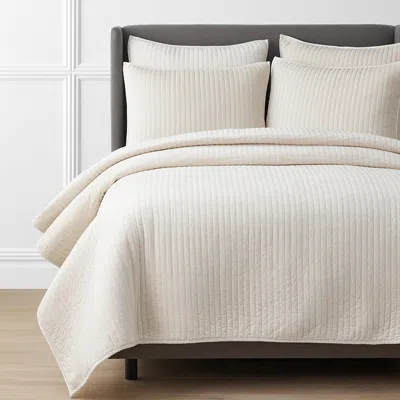 The Company Store Harmony Luxe Ultra-cozy Velvet Quilt In Ivory