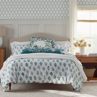 The Company Store Hawthorne Classic Cool Cotton Percale Duvet Cover In Blue/teal/turquoise