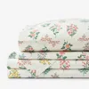 The Company Store Hawthorne Classic Cool Percale Bed Sheet Set In Green/ivory/pink