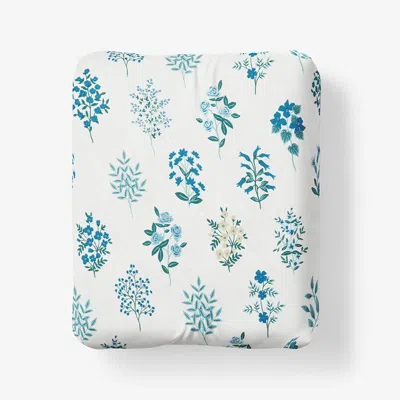 The Company Store Hawthorne Classic Cool Percale Fitted Bed Sheet In Blue/teal/turquoise