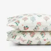 The Company Store Hawthorne Classic Cool Percale Pillowcase Set In Green/ivory/pink