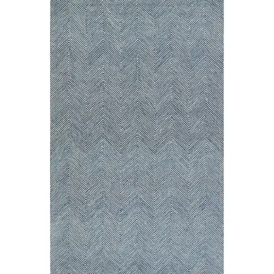 The Company Store Herringbone Hand Tufted Wool Rug In Blue/ivory/white