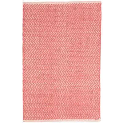 The Company Store Herringbone Handwoven Cotton Rug In Coral