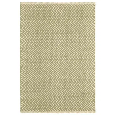 The Company Store Herringbone Handwoven Cotton Rug In Green/ivory