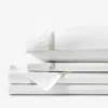 The Company Store Hewett Luxe Smooth Egyptian Cotton Sateen Bed Sheet Set In Beige/white