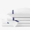 The Company Store Hewett Luxe Smooth Egyptian Cotton Sateen Bed Sheet Set In Blue/white