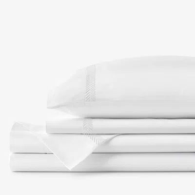 The Company Store Hewett Luxe Smooth Egyptian Cotton Sateen Bed Sheet Set In White