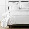 The Company Store Hewett Luxe Smooth Egyptian Cotton Sateen Duvet Cover In Beige/white