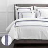 The Company Store Hewett Luxe Smooth Egyptian Cotton Sateen Duvet Cover In Blue/white