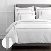The Company Store Hewett Luxe Smooth Egyptian Cotton Sateen Duvet Cover In Gray/white