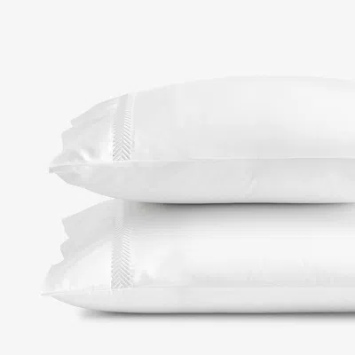 The Company Store Hewett Luxe Smooth Egyptian Cotton Sateen Pillowcase Set In White