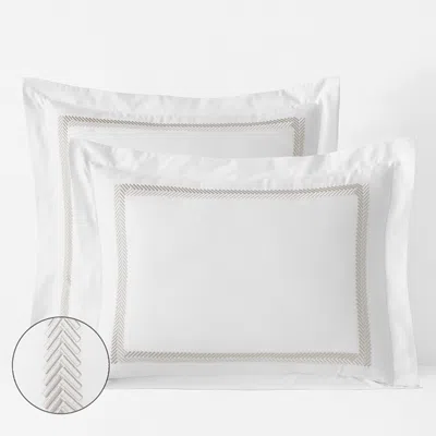 The Company Store Hewett Luxe Smooth Egyptian Cotton Sateen Sham In Beige/white