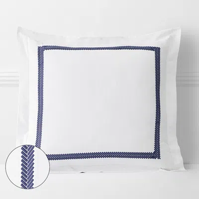 The Company Store Hewett Luxe Smooth Egyptian Cotton Sateen Sham In Blue/white