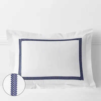 The Company Store Hewett Luxe Smooth Egyptian Cotton Sateen Sham In Blue/white