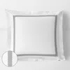 The Company Store Hewett Luxe Smooth Egyptian Cotton Sateen Sham In Gray/white