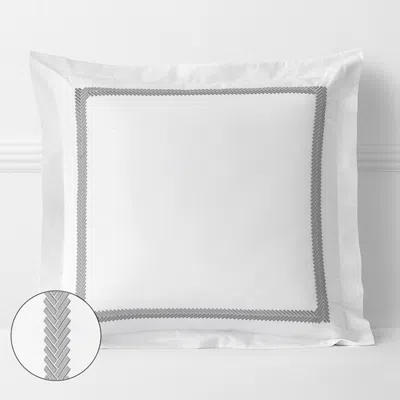 The Company Store Hewett Luxe Smooth Egyptian Cotton Sateen Sham In Gray/white