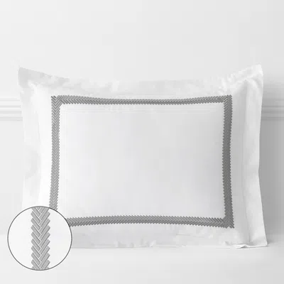 The Company Store Hewett Luxe Smooth Egyptian Cotton Sateen Sham In Gray/white