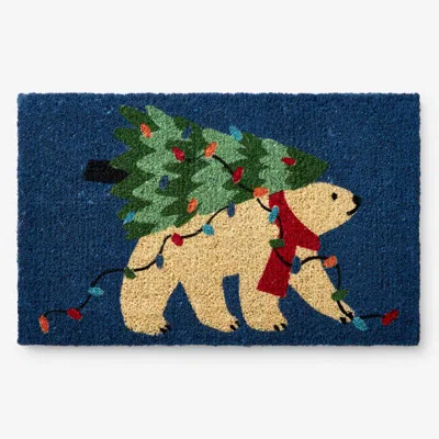 The Company Store Holiday Coir Door Mat In Blue