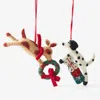 The Company Store Holiday Felt Ornaments, Set Of 2 In Brown