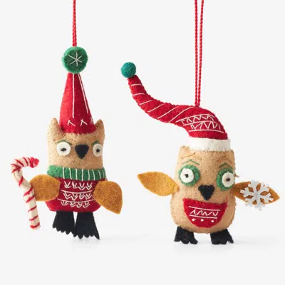 The Company Store Holiday Felt Ornaments, Set Of 2 In Multi