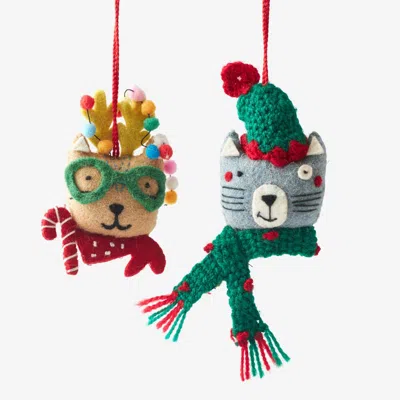 The Company Store Holiday Felt Ornaments, Set Of 2 In Multi