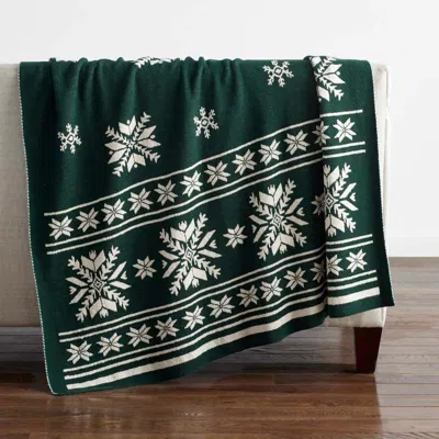 The Company Store Holiday Knit Throw Blanket In Green