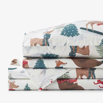 The Company Store Holiday Print Classic Cool Cotton Percale Bed Sheet Set In Multi