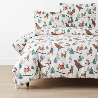 The Company Store Holiday Print Classic Cool Cotton Percale Duvet Cover In Multi