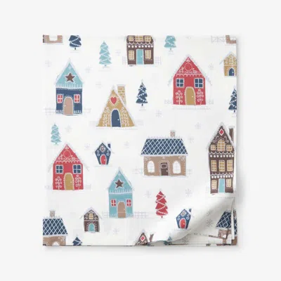 The Company Store Holiday Print Classic Cool Cotton Percale Flat Bed Sheet In White