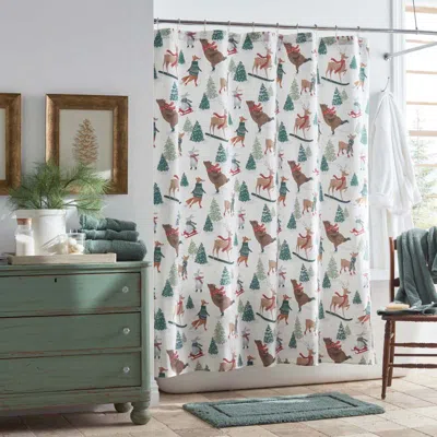 The Company Store Holiday Print Classic Cool Cotton Percale Shower Curtain In Multi