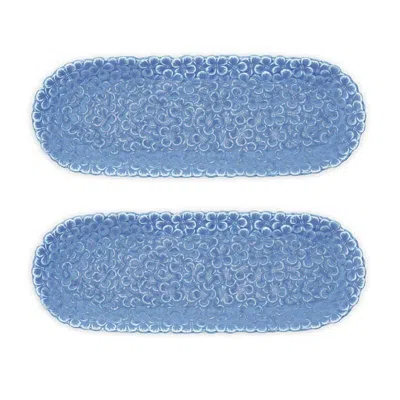 The Company Store Hydrangea Serving Platters, Set Of 2 In Blue