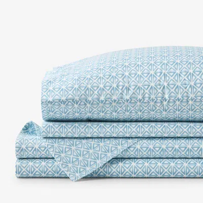 The Company Store Idril Classic Cool Cotton Percale Bed Sheet Set In Blue