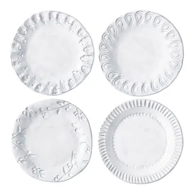 The Company Store Incanto Assorted Canape Plates, Set Of 4 In White