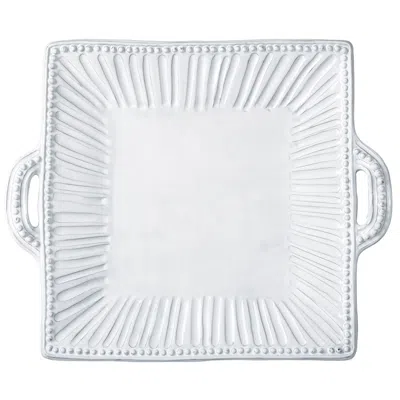The Company Store Incanto Stripe Handled Square Platter In White