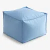 The Company Store Indoor/outdoor Square Pouf In Blue/light Blue