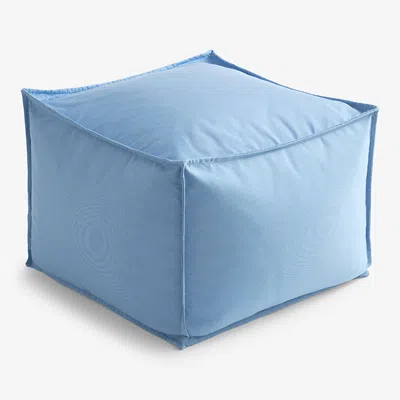 The Company Store Indoor/outdoor Square Pouf In Blue/light Blue