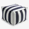 The Company Store Indoor/outdoor Square Pouf In Navy/white
