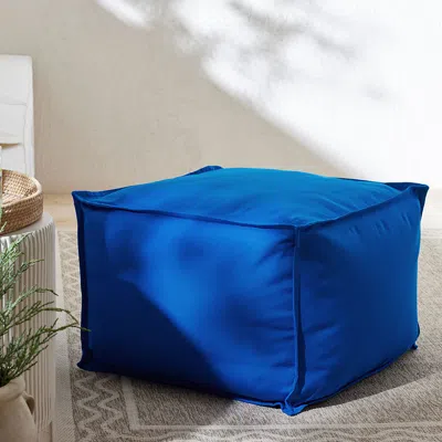 The Company Store Indoor/outdoor Square Pouf In Pacific Blue