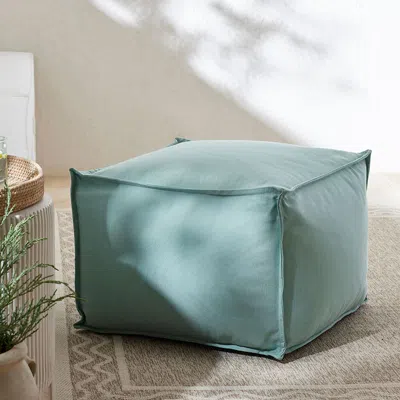 The Company Store Indoor/outdoor Square Pouf In Teal/turquoise Blue